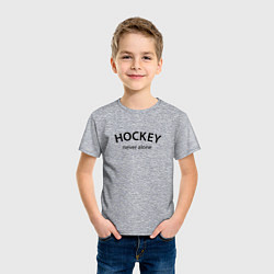 Футболка хлопковая детская Hockey never alone - motto, цвет: меланж — фото 2