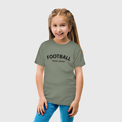 Футболка хлопковая детская Football never alone - motto, цвет: авокадо — фото 2