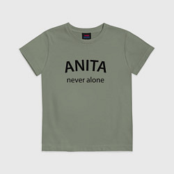 Футболка хлопковая детская Anita never alone - motto, цвет: авокадо