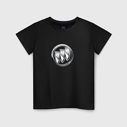 Футболка хлопковая детская Buick logo металик, цвет: черный