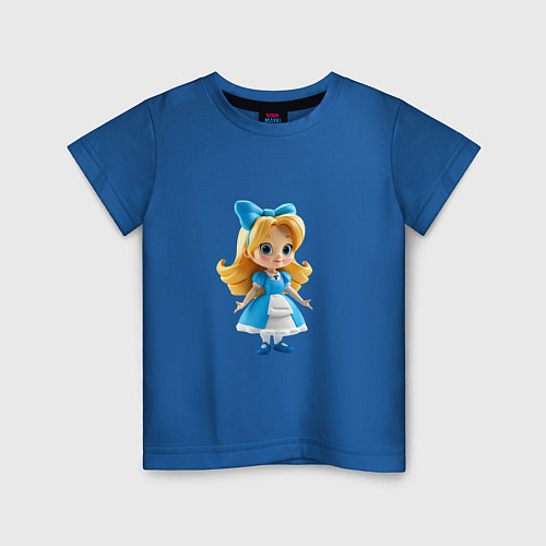 Детская футболка Милая кукла в синем платье / Синий – фото 1