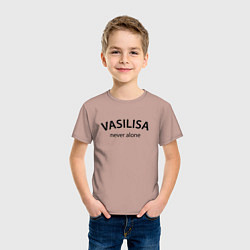 Футболка хлопковая детская Vasilisa never alone - motto, цвет: пыльно-розовый — фото 2