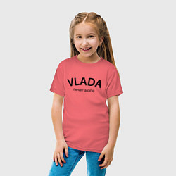 Футболка хлопковая детская Vlada never alone - motto, цвет: коралловый — фото 2