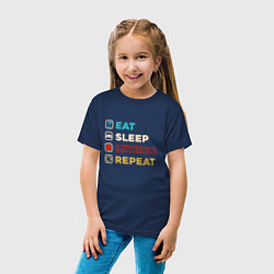 Футболка хлопковая детская Eat sleep roblox repeat art, цвет: тёмно-синий — фото 2