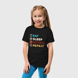 Футболка хлопковая детская Eat sleep roblox repeat art, цвет: черный — фото 2