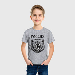 Футболка хлопковая детская Медведь Россия, цвет: меланж — фото 2