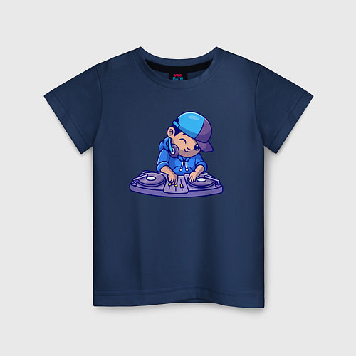 Детская футболка Little dj / Тёмно-синий – фото 1