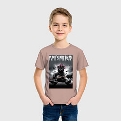 Футболка хлопковая детская Cool kitten - punks not dead, цвет: пыльно-розовый — фото 2
