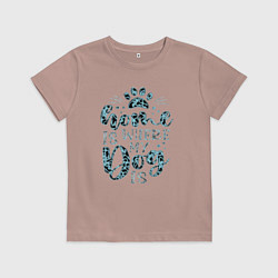Футболка хлопковая детская Любимая собака лапы дом, цвет: пыльно-розовый