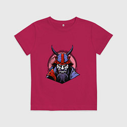 Футболка хлопковая детская Samurai evil face, цвет: маджента