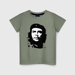 Футболка хлопковая детская Черно-белый силуэт Че Гевара, цвет: авокадо