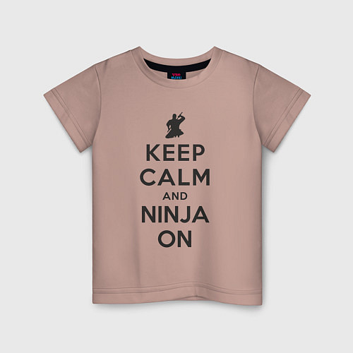 Детская футболка Keep calm and ninja on / Пыльно-розовый – фото 1