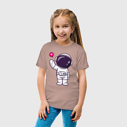 Футболка хлопковая детская Hello spaceman, цвет: пыльно-розовый — фото 2