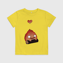 Футболка хлопковая детская Кальцифер сердце, цвет: желтый