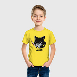 Футболка хлопковая детская What cat murderous, цвет: желтый — фото 2