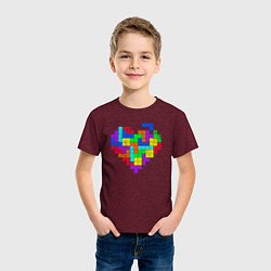 Футболка хлопковая детская Color tetris, цвет: меланж-бордовый — фото 2