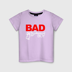 Футболка хлопковая детская Bad boy - with gun, цвет: лаванда