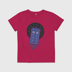 Футболка хлопковая детская Tardis fly, цвет: маджента