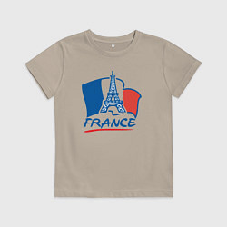 Футболка хлопковая детская France, цвет: миндальный