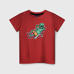 Футболка хлопковая детская Пришелец на чиле, цвет: красный