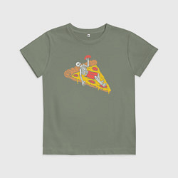 Футболка хлопковая детская Скелет пиццеед, цвет: авокадо