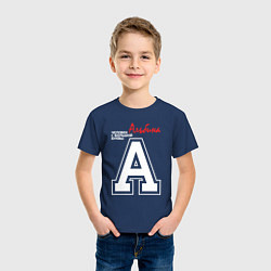 Футболка хлопковая детская Альбина человек с большой буквы, цвет: тёмно-синий — фото 2