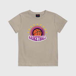 Футболка хлопковая детская Basket stars, цвет: миндальный