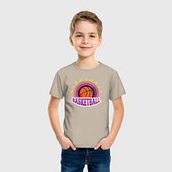 Футболка хлопковая детская Basket stars, цвет: миндальный — фото 2