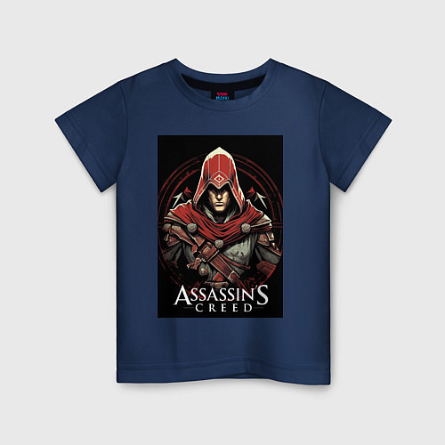 Детская футболка Assassins creed профиль игрока / Тёмно-синий – фото 1