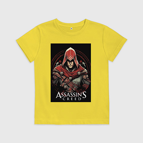 Детская футболка Assassins creed профиль игрока / Желтый – фото 1