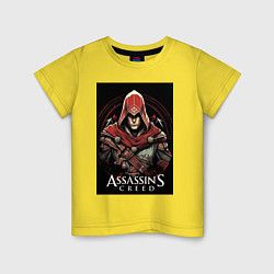 Футболка хлопковая детская Assassins creed профиль игрока, цвет: желтый