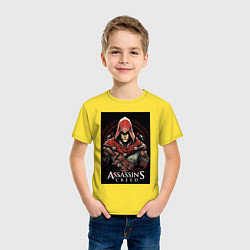 Футболка хлопковая детская Assassins creed профиль игрока, цвет: желтый — фото 2