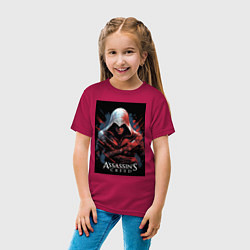 Футболка хлопковая детская Assassins creed красные пятна, цвет: маджента — фото 2