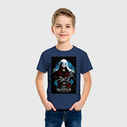 Футболка хлопковая детская Assassins creed строгий костюм, цвет: тёмно-синий — фото 2