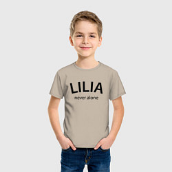 Футболка хлопковая детская Lilia never alone - motto, цвет: миндальный — фото 2