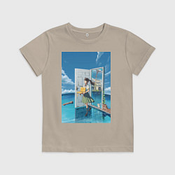 Футболка хлопковая детская Судзумэ стульчик дайдзин, цвет: миндальный