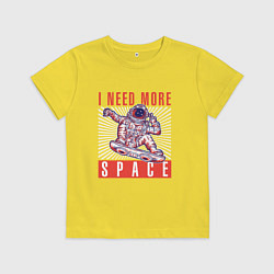 Футболка хлопковая детская Астронавт на скейте, цвет: желтый