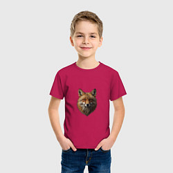 Футболка хлопковая детская Голова рыжей лисицы, цвет: маджента — фото 2