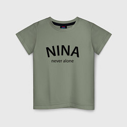 Футболка хлопковая детская Nina never alone - motto, цвет: авокадо