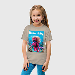 Футболка хлопковая детская Barbie diving - ai art, цвет: миндальный — фото 2