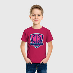 Футболка хлопковая детская Баскетбольная командная лига, цвет: маджента — фото 2