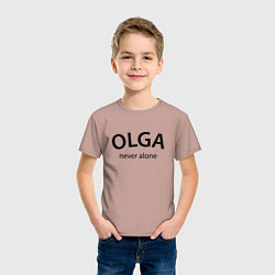 Футболка хлопковая детская Olga never alone - motto, цвет: пыльно-розовый — фото 2