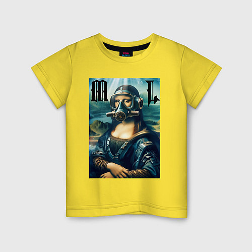 Детская футболка Мона Лиза - стимпанк нейросеть / Желтый – фото 1