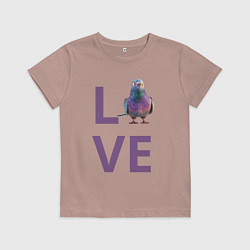 Футболка хлопковая детская Любовь к голубям, цвет: пыльно-розовый