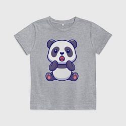 Футболка хлопковая детская Удивлённая панда, цвет: меланж