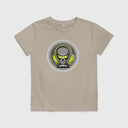 Футболка хлопковая детская Музыкальный череп, цвет: миндальный
