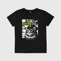 Футболка хлопковая детская Кот в шляпе, цвет: черный