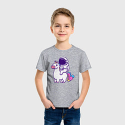 Футболка хлопковая детская Космонавт и единорог, цвет: меланж — фото 2