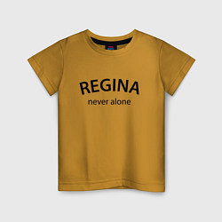 Футболка хлопковая детская Regina never alone - motto, цвет: горчичный