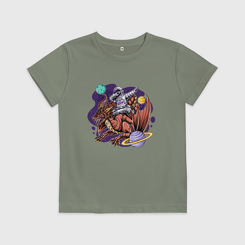 Детская футболка Даб космонавт на драконе / Авокадо – фото 1